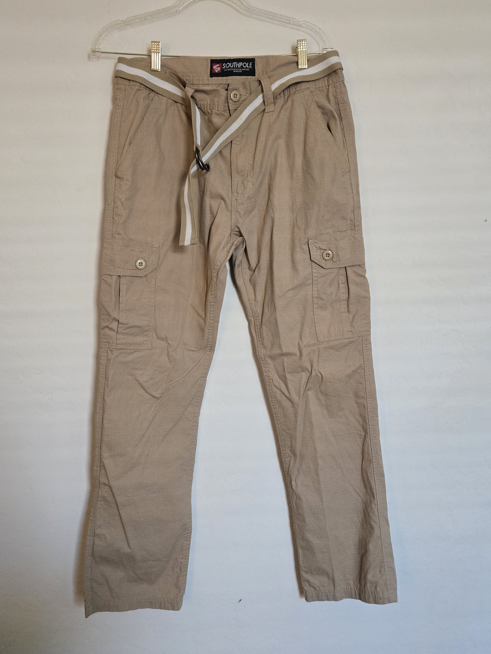 South Pole Men's Tan Cargo Pants with Belt